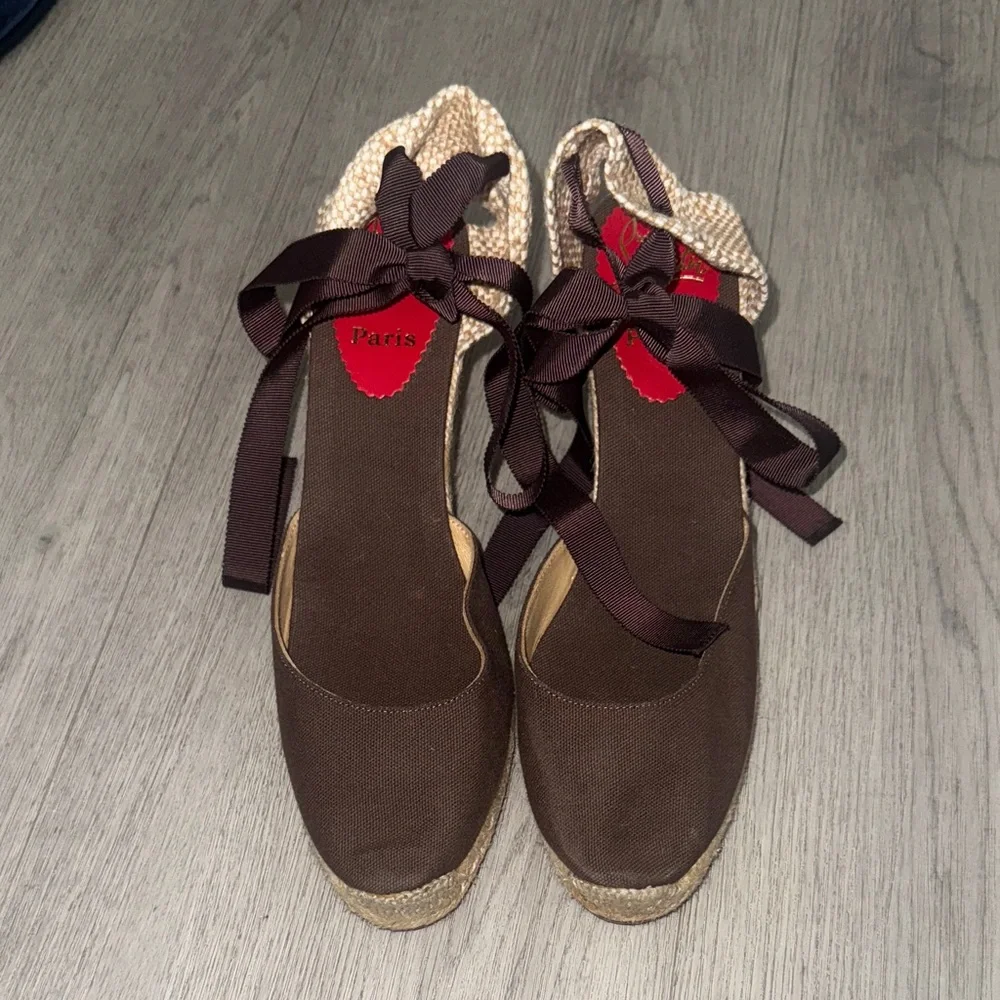 Christian Louboutin Bridgette Espadrille Canvas D'Orsay Pumps